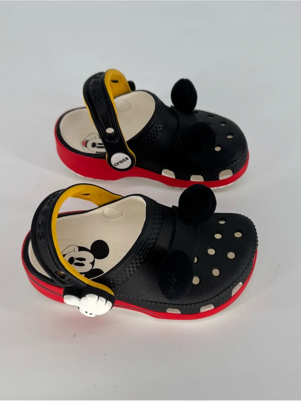 CROCS Kids Black with Yellow & Red Mickey Ear Clogs Unisex Size 7